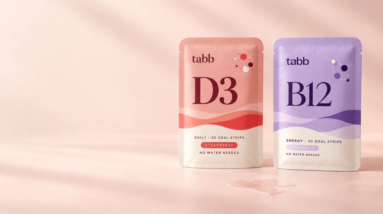 Tabb D3 Daily and B12 Energy oral supplement strips